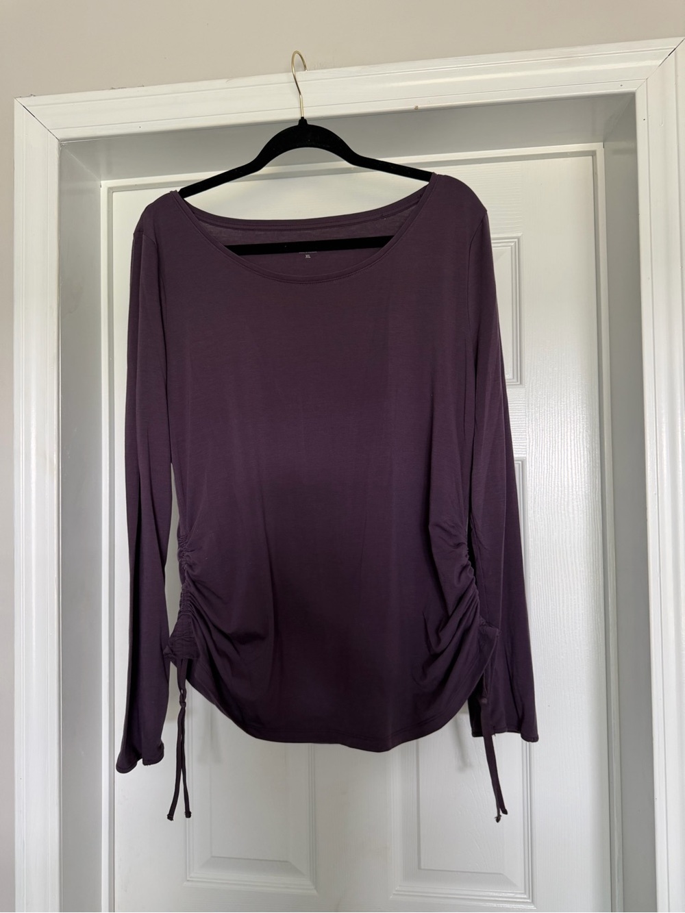 Athleta Plum Long-Sleeve Ruched Side Tee